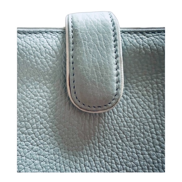 RED ENVELOPE Pale Blue Leather Travel Jewelry Case Pouch 10 3/4”x 6 1/2” - Picture 8 of 10